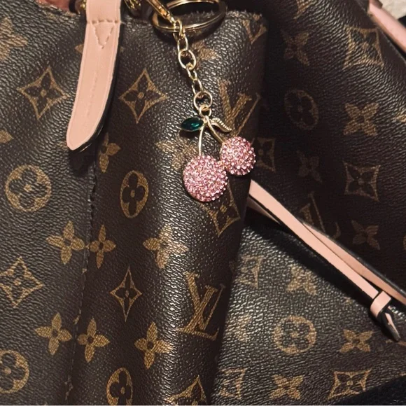 Elegant Gold Cherry Keychain Set - Picture 3 of 7